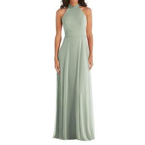 After Six Bridesmaid Dress High Neck Halter Backless Maxi Dress Lux Chiffon 12